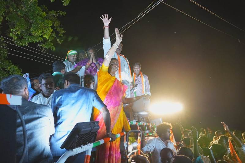 A photo of Konda Surekha during election rally