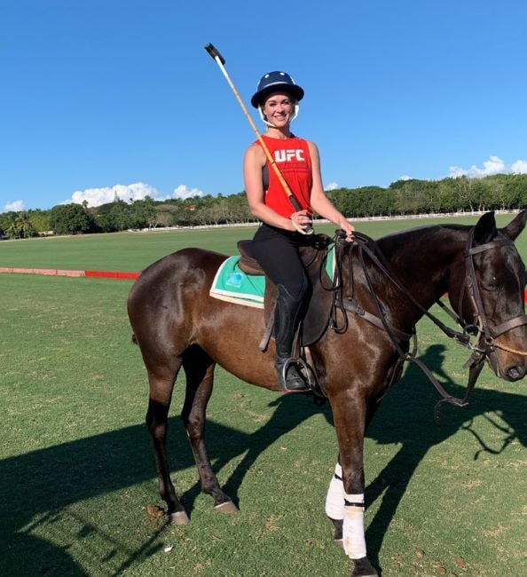 Laura Sanko riding a horse