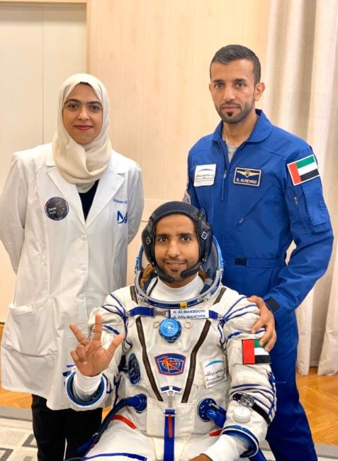 A photo of Mansouri (seated) with Neyadi while undergoing training in Russia