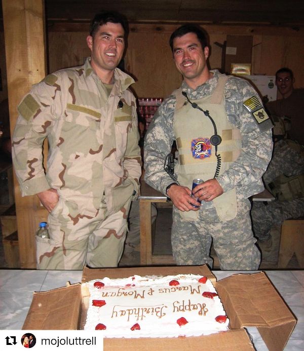 A photo of Marcus with his brother Morgan while serving together in Iraq