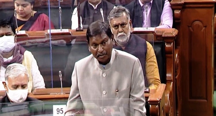 A photo of Munda taken during a speech in the Lok Sabha