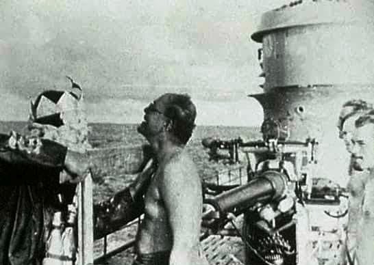 A photo of Netaji taken while he was at the hull of the U-boat that carried him to Japan