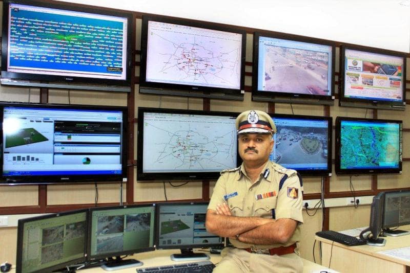 A photo of Praveen Sood taken at the Traffic Management Centre in Bengaluru