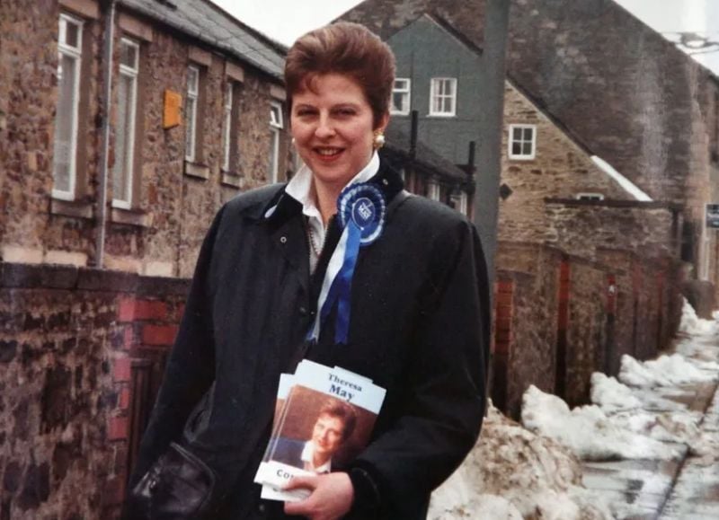 A photo of Theresa May when she first stood for Parliament in 1992 in North West Durham
