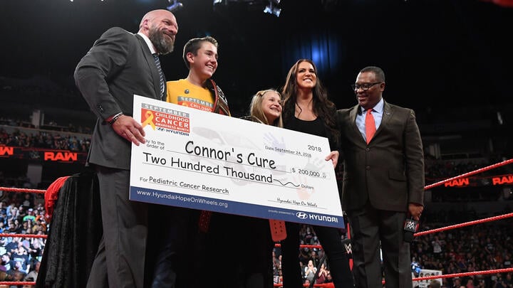 A photo of Triple H with Stephanie McMahon taken while they were raising funds for their NGO, Connor
