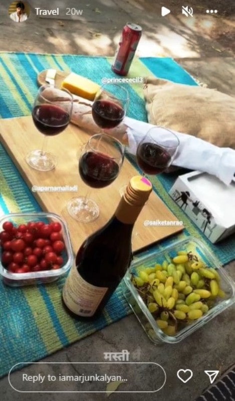 A photo of a bottle of wine uploaded by Arjun on the Instagram account