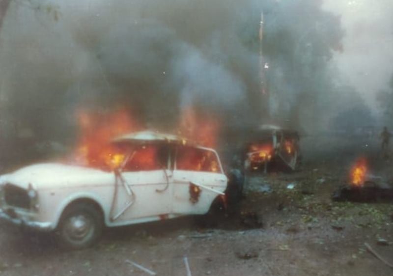 A photo of the cars after bombing attempt on MS Bitta