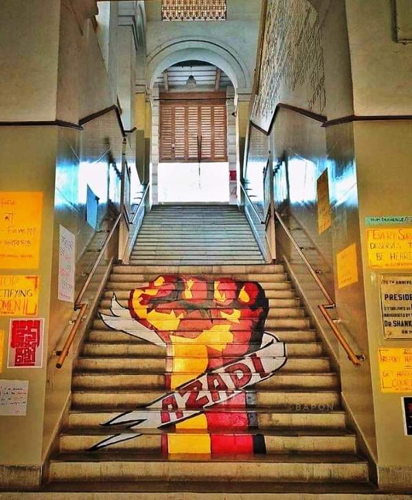 A photo of the staircase of the Presidency College, where Bose beat his British professor