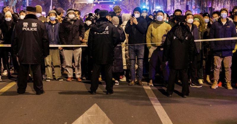 A photo taken while people were protesting against the Zero COVID Policy of the CCP