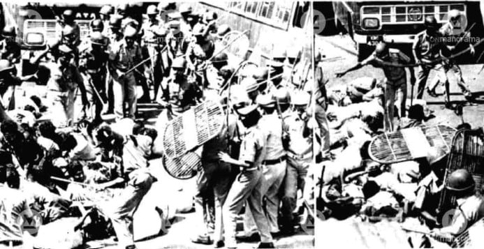 A photograph from the Koothuparamba firing