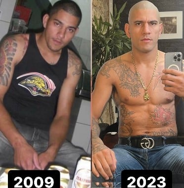 A picture of Alex Pereira showing his body transformation