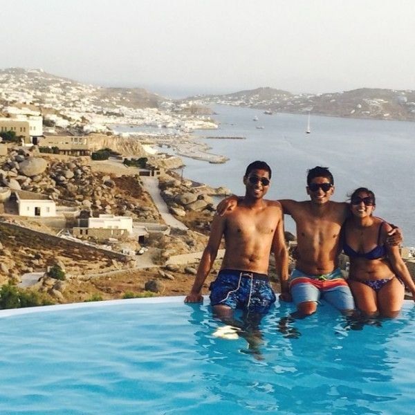 A picture of Ankur Jain and his siblings from their trip to Mykonos
