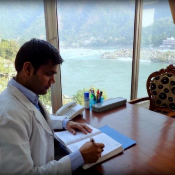 A picture of Dr Vivek Joshi in Uttarakhand when he was serving there as a government doctor