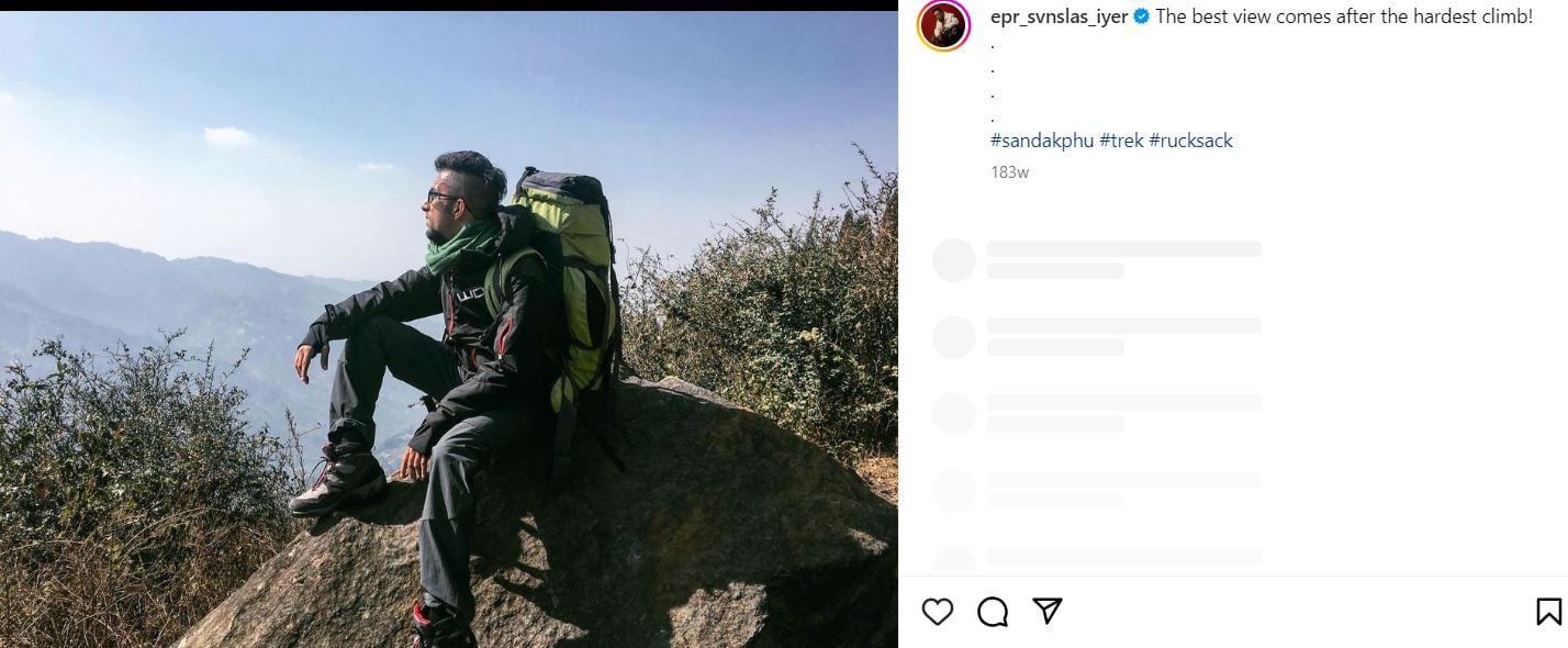 A picture of EPR Iyer from a trek