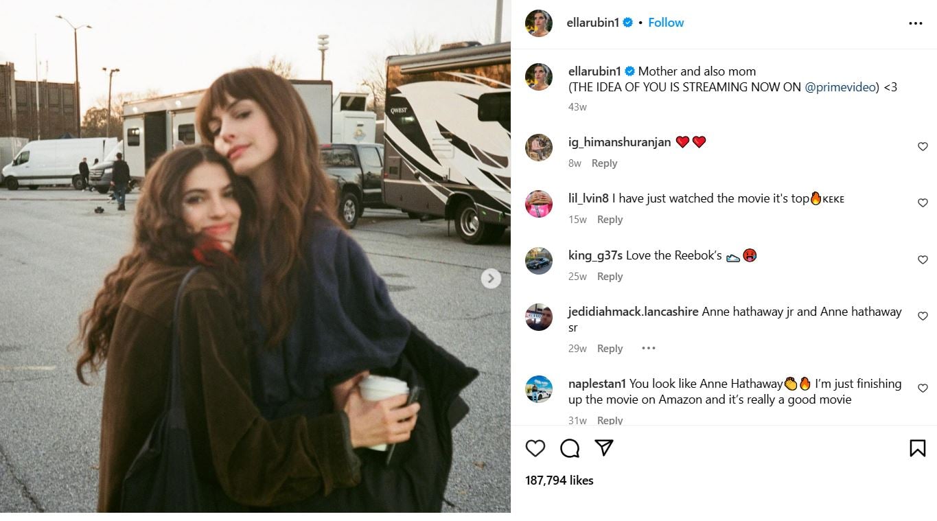 A picture of Ella Rubin with Anna Hathaway, captured during the making of the film 