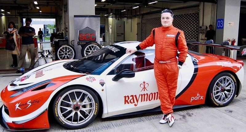 A picture of Gautam Singhania from a Ferrari 458 Challenge, held in Delhi