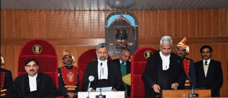 A picture of Justice Dharam Chand Chaudhary during his swearing-in ceremony as Additional Judge of the Himachal Pradesh High Court here today, administered by Chief Justice Kurian Joseph in 2012