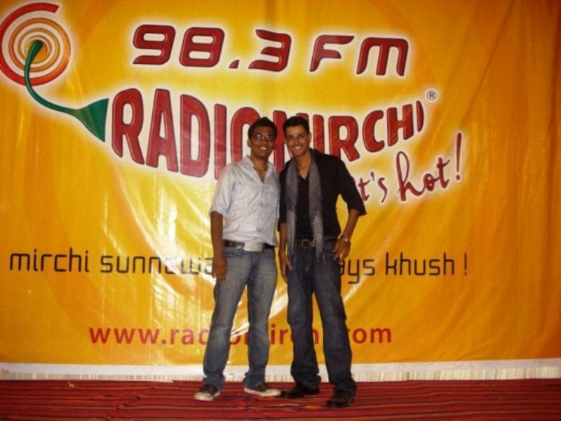 A picture of Manan Desai (left) from his days at Radio Mirchi