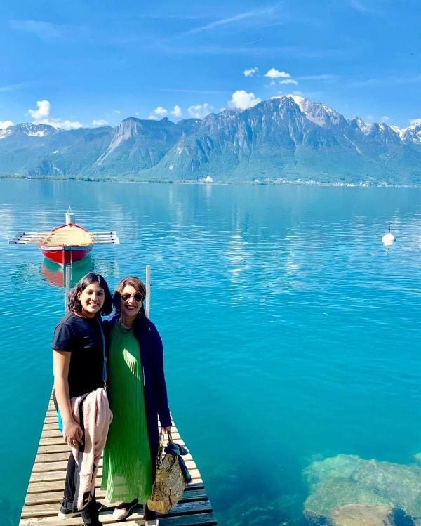 A picture of Mihika Shah and her mother from their trip to Switzerland