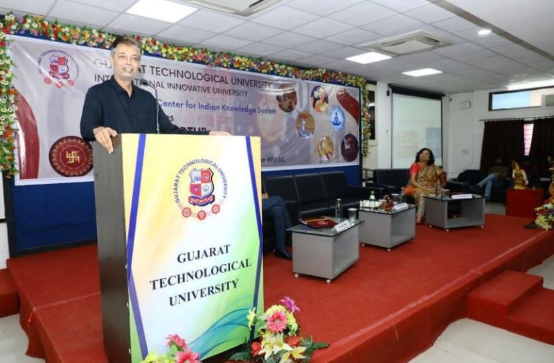 Mitul Trivedi during a seminar at Gujarat Technological University in Ahmedabad, Gujarat