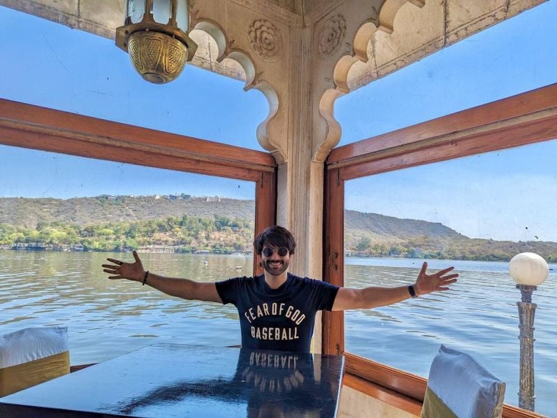 A picture of Nandish Sandhu from his trip to Udaipur, Rajasthan