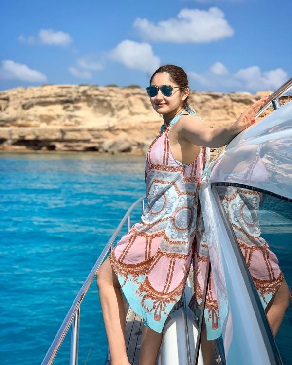 A picture of Sayyeshaa Saigal from her trip to Formentera, a Spanish island located in the Mediterranean Sea