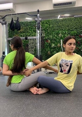 A picture of Trupti Mishra doing yoga