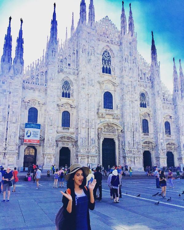 A picture of Vaidehi Parashurami from her trip to Italy