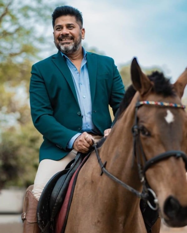 A picture of Vikrant Gupta horse riding