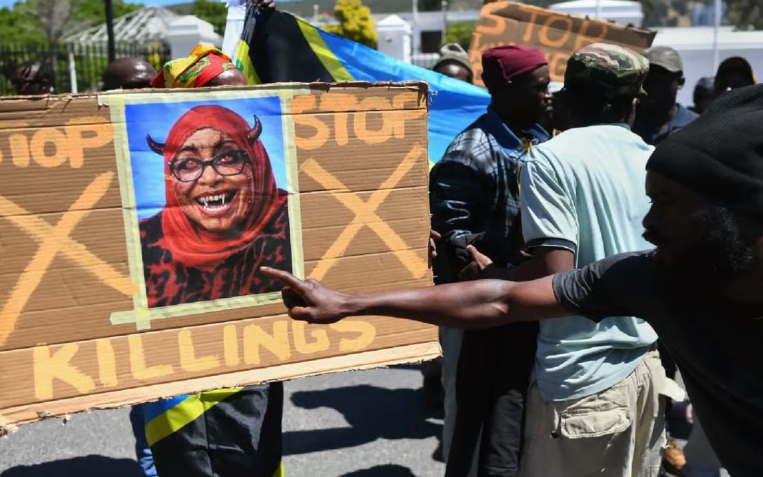 A picture of protest against Samia Suluhu Hassan and Tanzania