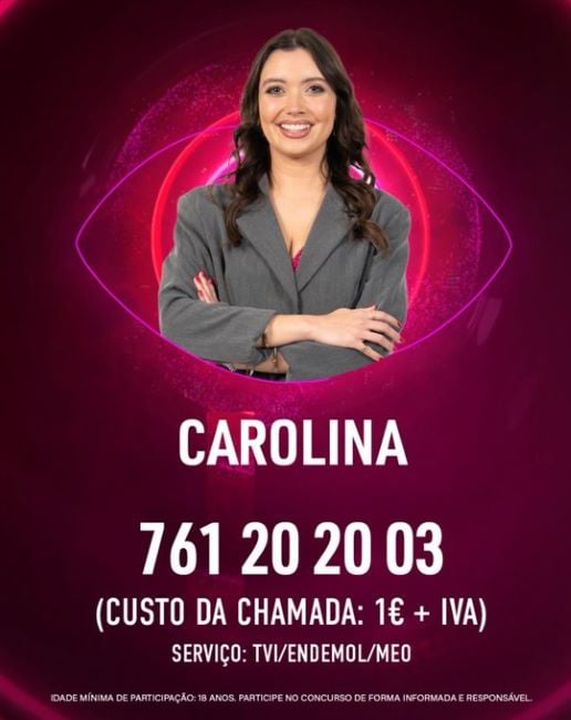 A poster of Carolina Braga from the Portuguese TV reality show Big Brother (2025)