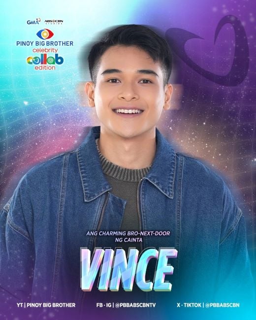 A poster of Vince Maristela from the Filipino TV reality show Pinoy Big Brother Celebrity Collab Edition (2025)