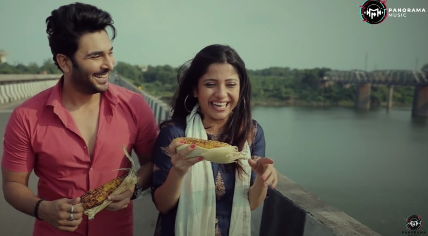 A screengrab from the song Radha Taro Shyam Pukare, featuring Kinjal Rajpriya