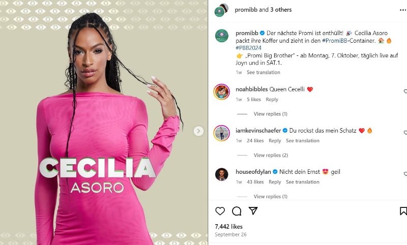 A screenshot of Cecilia Asoro