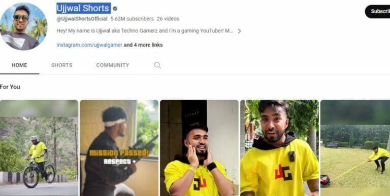 A screenshot of Ujjjwal’s third YouTube channel