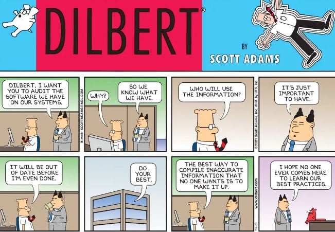 A snip of a page from the comic book Dilbert