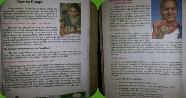 A snip of the chapter about Humpy in the Telangana State School English textbook