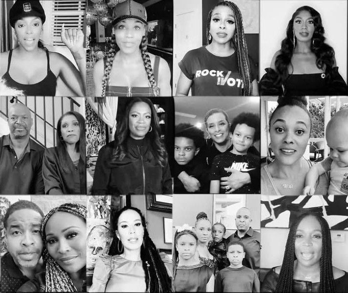 A still from the video of celebrities participating in the PSA