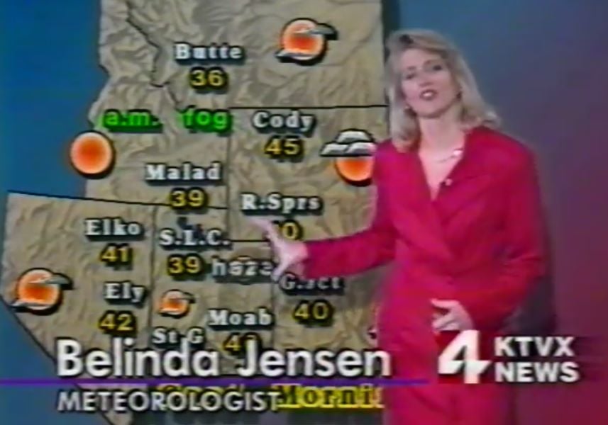 A still of Belinda Jensen reporting weather news on KTVX News