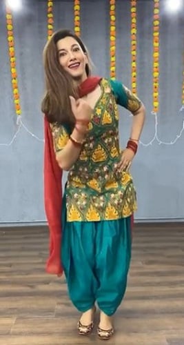 A still of Gauahar Khan from a dance video