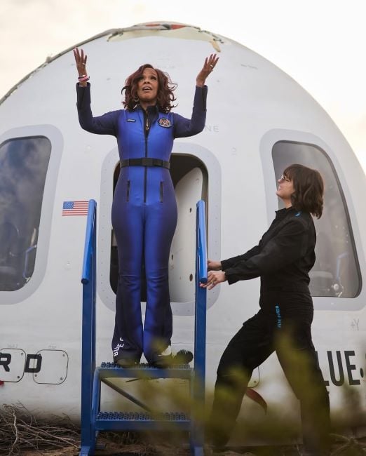 A still of Gayle King during Blue Origin