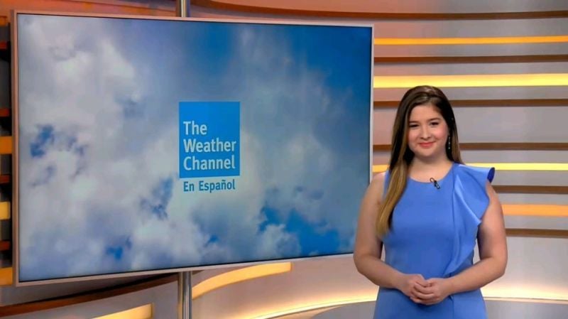 A still of Lorena Lim reporting news on The Weather Channel