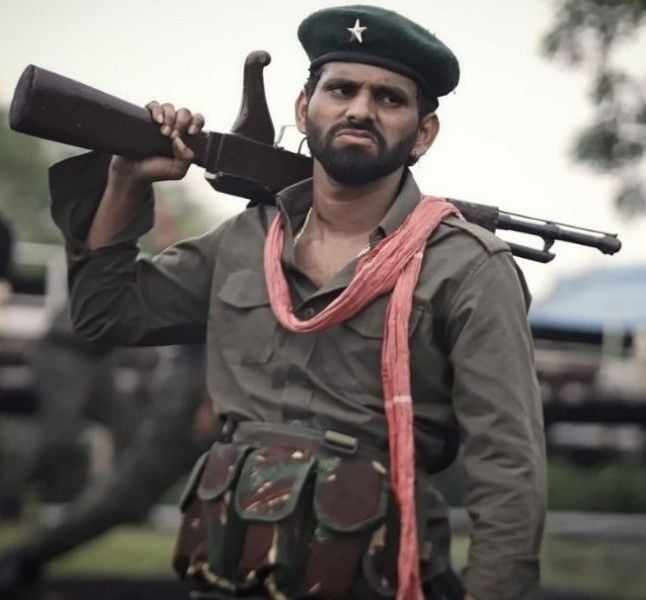 A still of Sadda M Hussain from the Telugu music video Ethara Janda Janasena