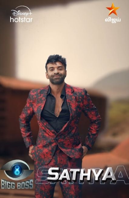 A still of Sathya S. K. from the promo video of Bigg Boss Tamil (2024)