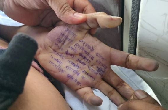 A suicide note written by deceased doctor on her hand