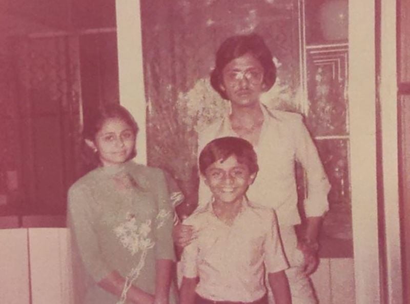 A teenage photograph of Rizwan Sajan (right) with his brother and sister
