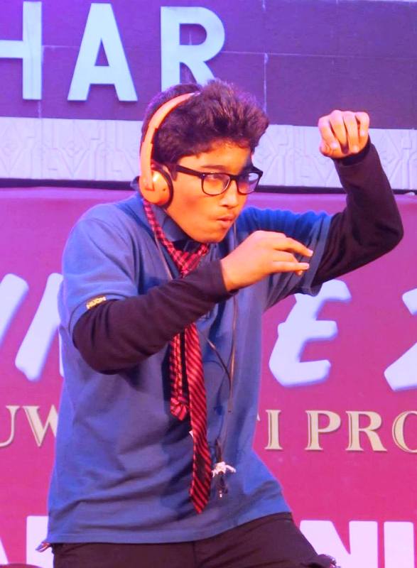 Teenagehood picture of Raktim Thakuria giving a dance performance