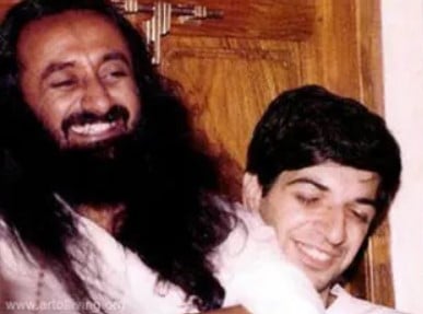 A young Khurshed Batliwala with Sri Sri Ravi Shankar