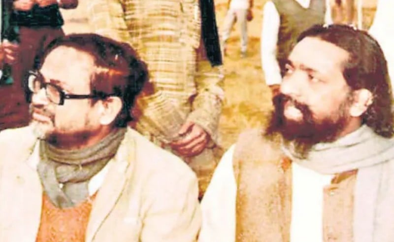 A. K. Roy (left) with Shibu Soren