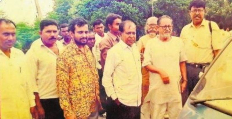 AK Roy (second from right) in a function at Tetulmari with party workers
